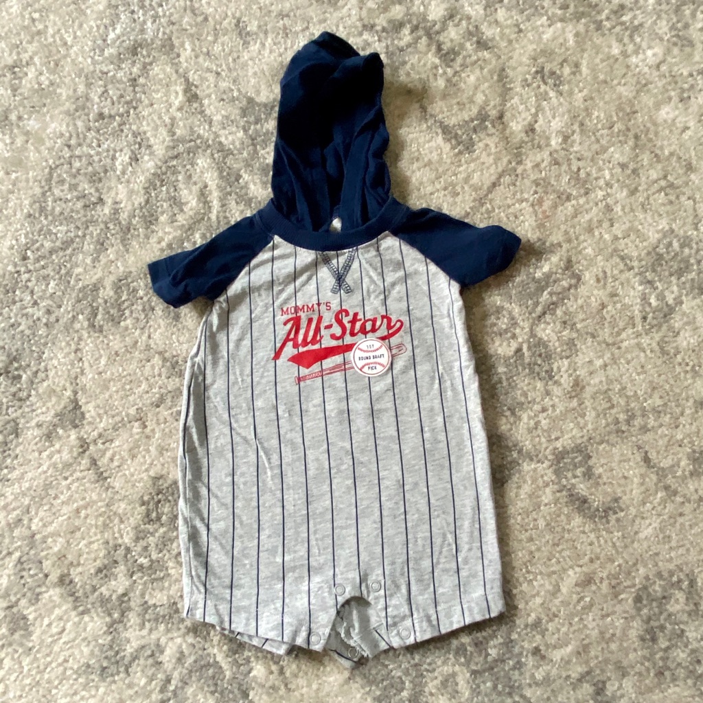 Carter’s Hooded Baseball Onesie, 9m
